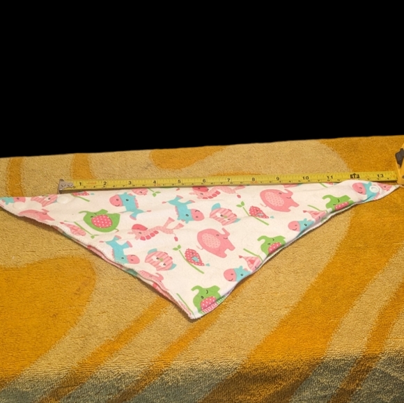 White, Pink, & Blue Colorful Elephant, Horse, Owl, & Bird Print Pet Bandana - Picture 7 of 9